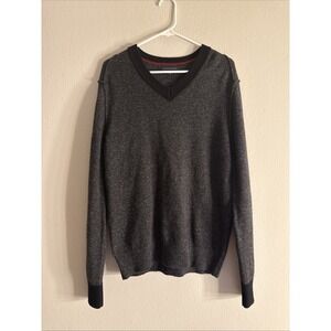 Banana Republic V-Neck Sweater Pullover Lambs Wool Blend Black Mens M